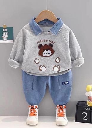 Детский костюм с джинсами и кофтою для мальчиков 92, 98 см