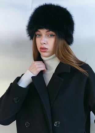 Женская шапка из искуссвенного меха furglam черная с подкладом