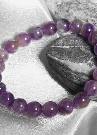 Жіночий браслет violet з натурального каменю аметист - 19 см