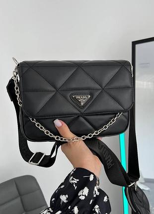 Prada black shoulder (черная) 24х16х7