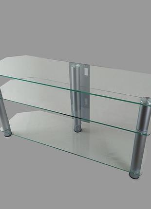 Тумба тв из стекла 1100х350х569 commus меридиан new clear alm прозрачная-алюминий