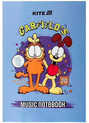Тетрадь для нот kite garfield gf25-404, а4, 20 листов