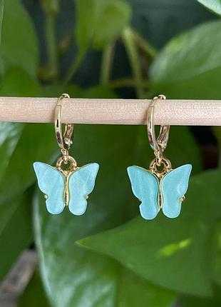 Серьги "нежные бабочки"🦋 из акрила с золотистым покрытием | романтический акцент на каждый день