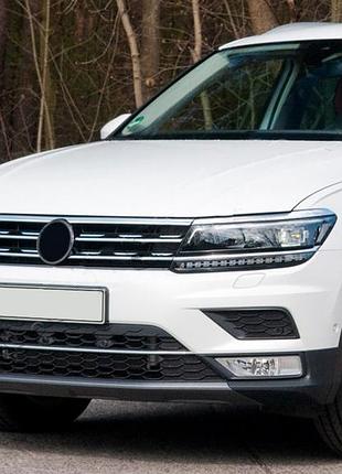 Накладки на кромку решетки и фары 2016-2020 (3 шт, нержавейка) для volkswagen tiguan