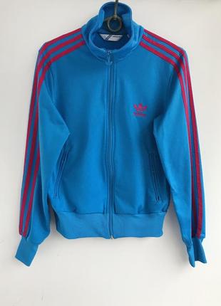 Оригинальная винтажная олимпийка куртка adidas василькового цвета