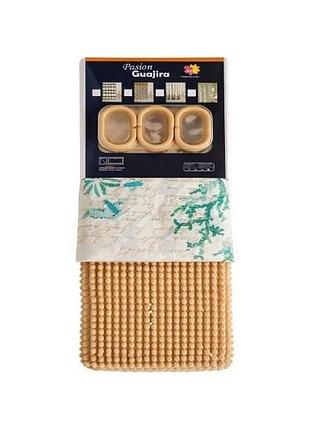Комплект для ванної 2в1 шторка для душу 180*180см + килимок 40*60см shower curtain w-6 бежевий top shop ua_