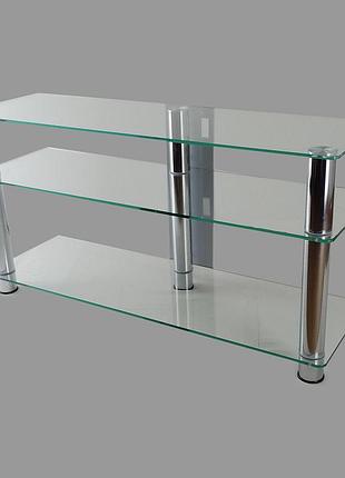 Тумба тв из стекла 1100х350х569 commus аскет new clear chr прозрачное-хром