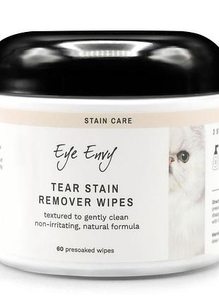 Серветки вологі для видалення плям сльоз для котів eye envy 60 шт банка