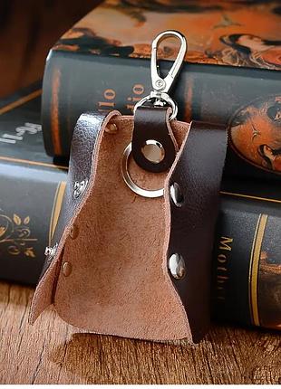 Стильная кожаная ключница на кнопках натуральная кожа