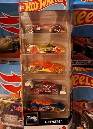 Hot wheels 5-car pack x-raycers jbj74 mattel хот вілс ікс рейсерс базові колекційні машинки упаковка 5шт
