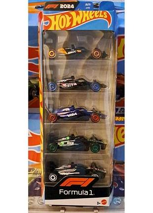 Hot wheels 5-car pack formula 1 jbj78 mattel хот вілс формула 1 базові колекційні машинки упаковка 5шт
