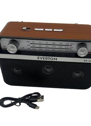 Портативный радиоприемник everton rt-309 fm/am/sw/bluetooth/usb/фонарик