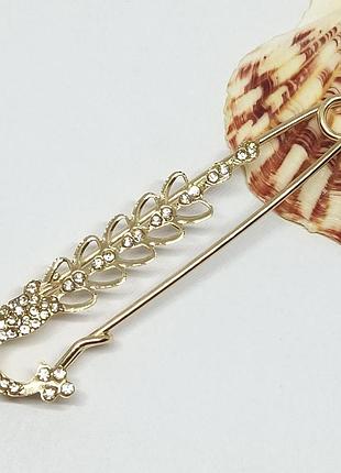 Металева брошка шпилька, булавка, з камінням. довжина 7,5 см. ширина 0,8 см.