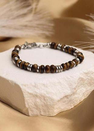 Мужской браслет из натурального камня "tiger stone"