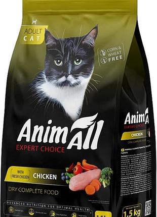 Animall сухой корм для котов со свежей курицей 1,5 кг