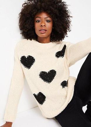 В'язаний кремовий м'який светр, пуловер кофта з паєтками