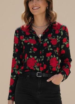 Рубашка в цветы женская р.xs на маленький рост h&amp;m