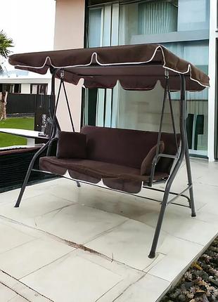 Садовая качеля idealgarden mas-4003a 3-х местные коричневый , садовая гойдалка усиленная