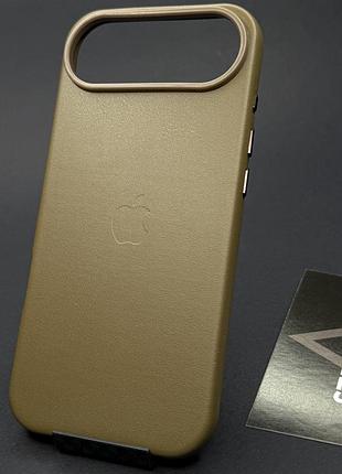 Чехол leather case для iphone 17 air с magsafe с анимацией под кожу с закрытым низом коричневый (taupe)
