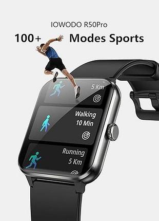 Умные часы iowodo (1.85'' hd) — звонки по bluetooth, 100+ спортивных режимов и 2 ремешка в комплекте