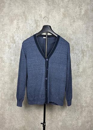 Мужской кардиган hosio cotton lino blue размер m