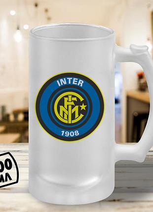 Пивной бокал с принтом "inter milan эмблема 1908" 500 мл стакан пивной подарок фанату интера милан