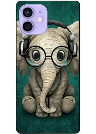 Силіконовий чохол бампер для iphone 12 mini з малюнком слоник