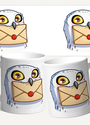Чашка/кружка с принтом совы hedwig гарри поттер