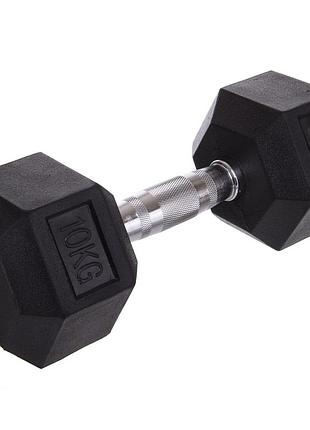 Гантель 1 шт 10 кг цельная гексагональная шестигранная gymbeam