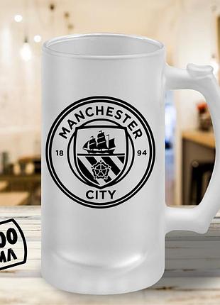 Пивной бокал с принтом "manchester city эмблема 1894" 500 мл стакан пивной подарок фанату манчестер сити футболу