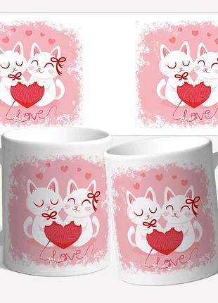 Чашка/кружка с принтом "котики love"