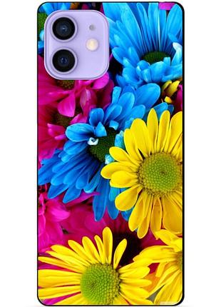 Силиконовый чехол бампер для iphone 12 mini с рисунком хризантемы цветы