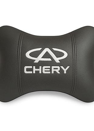Автомобільна подушка на підголівник chery з вишивкою, автоподушка під шию чері — 055