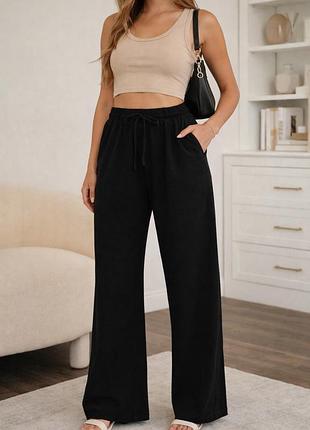Чорні штани boohoo | висока посадка | wide leg | розмір xl