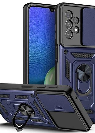 Чехол fiji camera defence для samsung galaxy a04s (a047) бампер с защитой камеры и подставкой dark blue