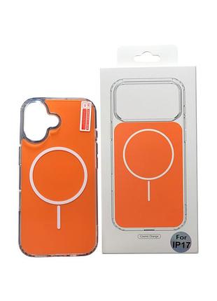 Чехол силиконовый магнитный с магсейф для iphone 16promax silicone clear case with magsafe cosmic orange