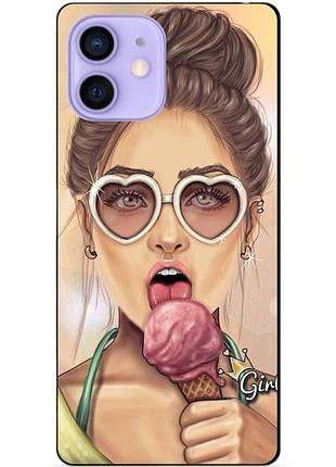 Силиконовый чехол бампер для iphone 12 mini с рисунком мороженое