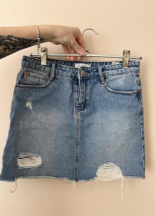Спідниця джинсова синього кольору розмір s denim pinkie