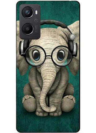 Силиконовый чехол бампер для oppo a96 с рисунком слоник