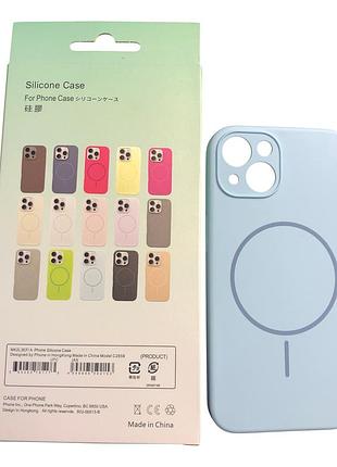 Чехол силиконовый магнитный с магсейф для iphone 12 silicone beats with magsafe №1 light blue