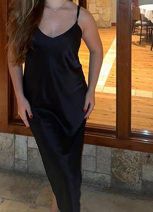 Сукня атласна синя