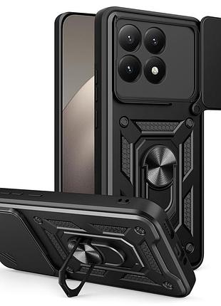 Чехол fiji camera defence для xiaomi 15t бампер с защитой камеры и подставкой black