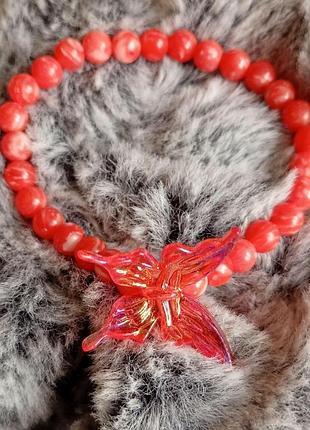 Бусы для кошки из искусственных камушков с бабочкой. 276.