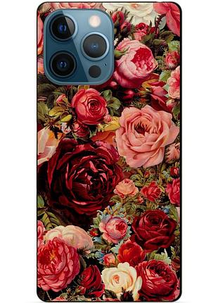 Силіконовий чохол бампер для iphone 12 pro max з малюнком червоні троянди квіти