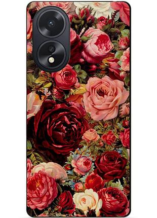 Силіконовий чохол бампер для oppo a18 з малюнком червоні троянди квіти