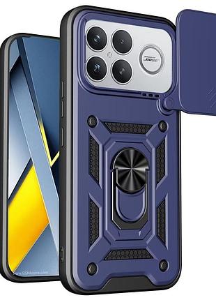 Чехол fiji camera defence для poco f8 ultra бампер с защитой камеры и подставкой dark blue