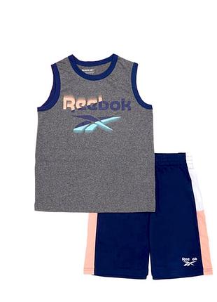 Підлітковий літній комплект (футболка+майка+шорти) для хлопчика reebok сіро-синій (c9999rb8 grey-blue lav25 (10-12 years