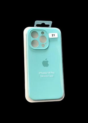 Чохол силіконовий для iphone 14pro silicone case orig full camera no21 azure 4you