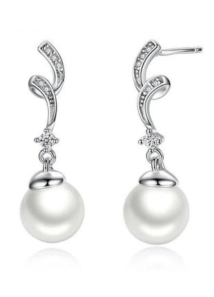 Розкішні срібні сережки sea shell pearl2 фото