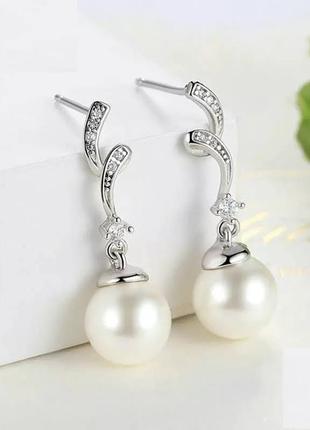 Розкішні срібні сережки sea shell pearl1 фото